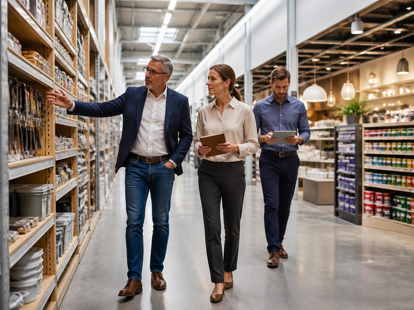 Responsables de retail analizando datos de negocio
